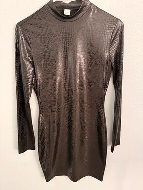 Black faux leather dress